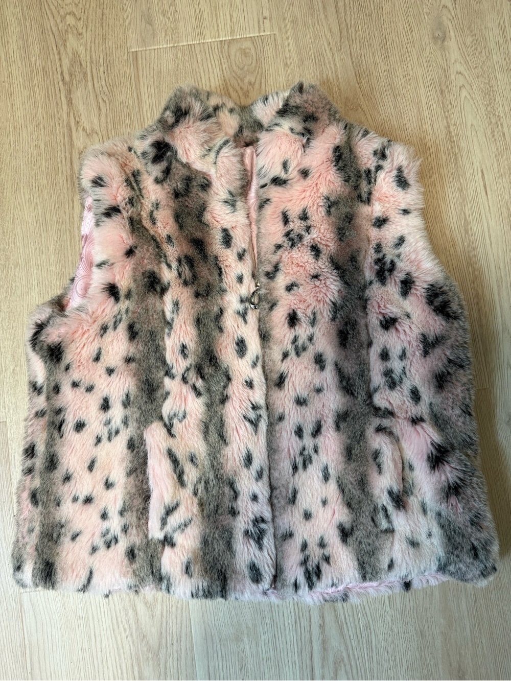 Pink Faux Fur Leopard Vest